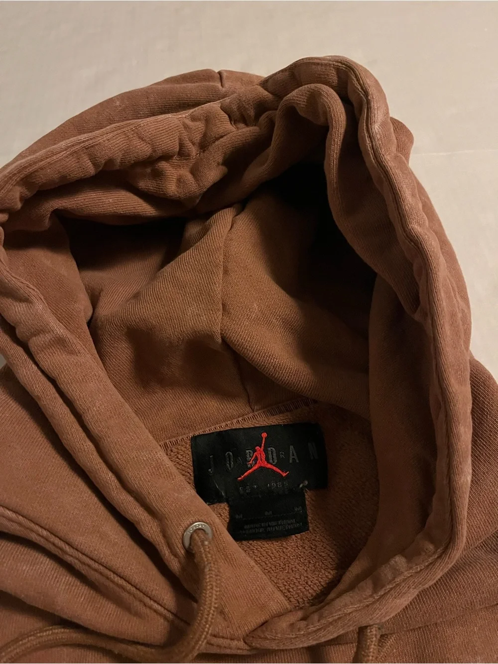 Air Jordan Flight Patch Acid Wash Hoodie Sweatshirt MEDIUM Brown DR3087-215